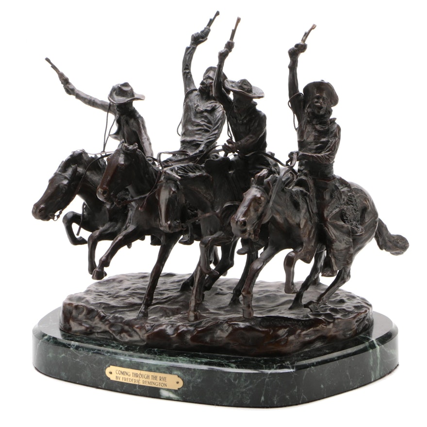 Reproduction Frederic Remington "Coming Through The Rye" Bronze Sculpture