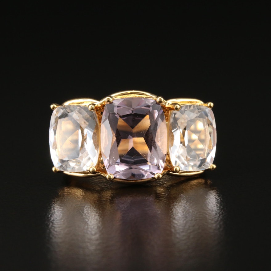 Sterling Silver Amethyst and Quartz Ring