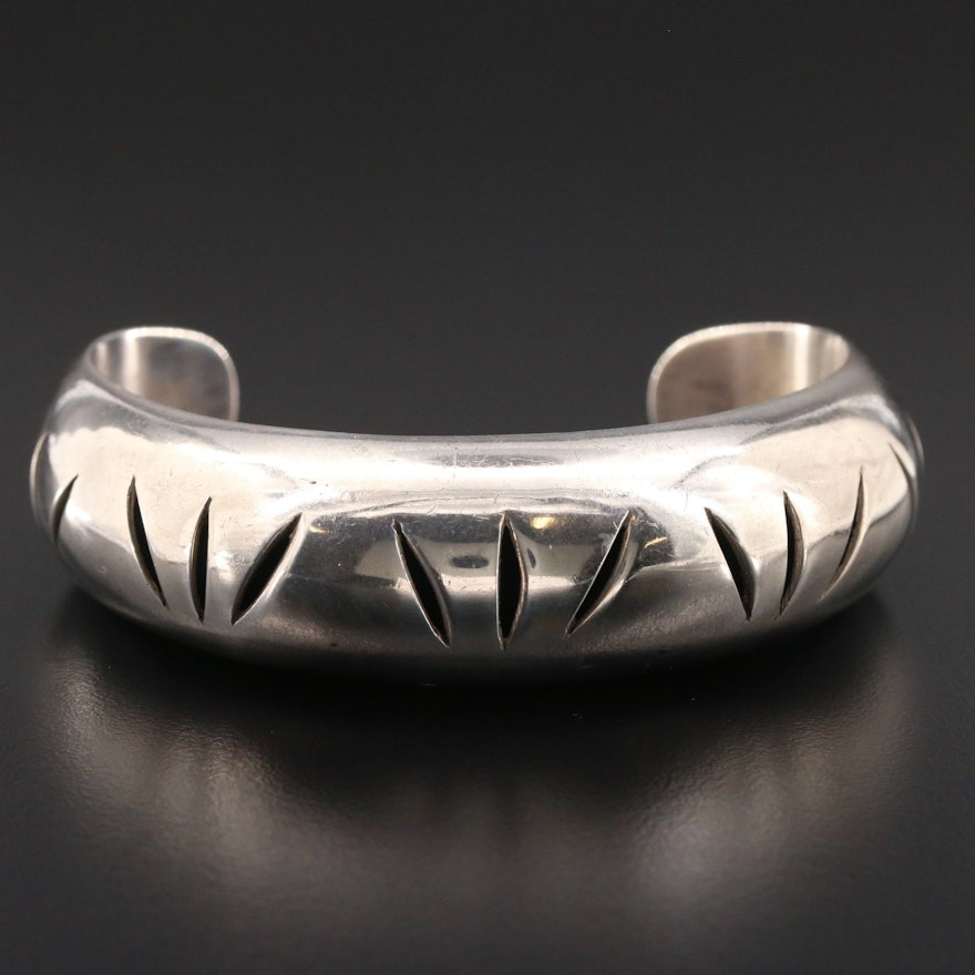 Taxco Sterling Silver Overlay Cuff Bracelet