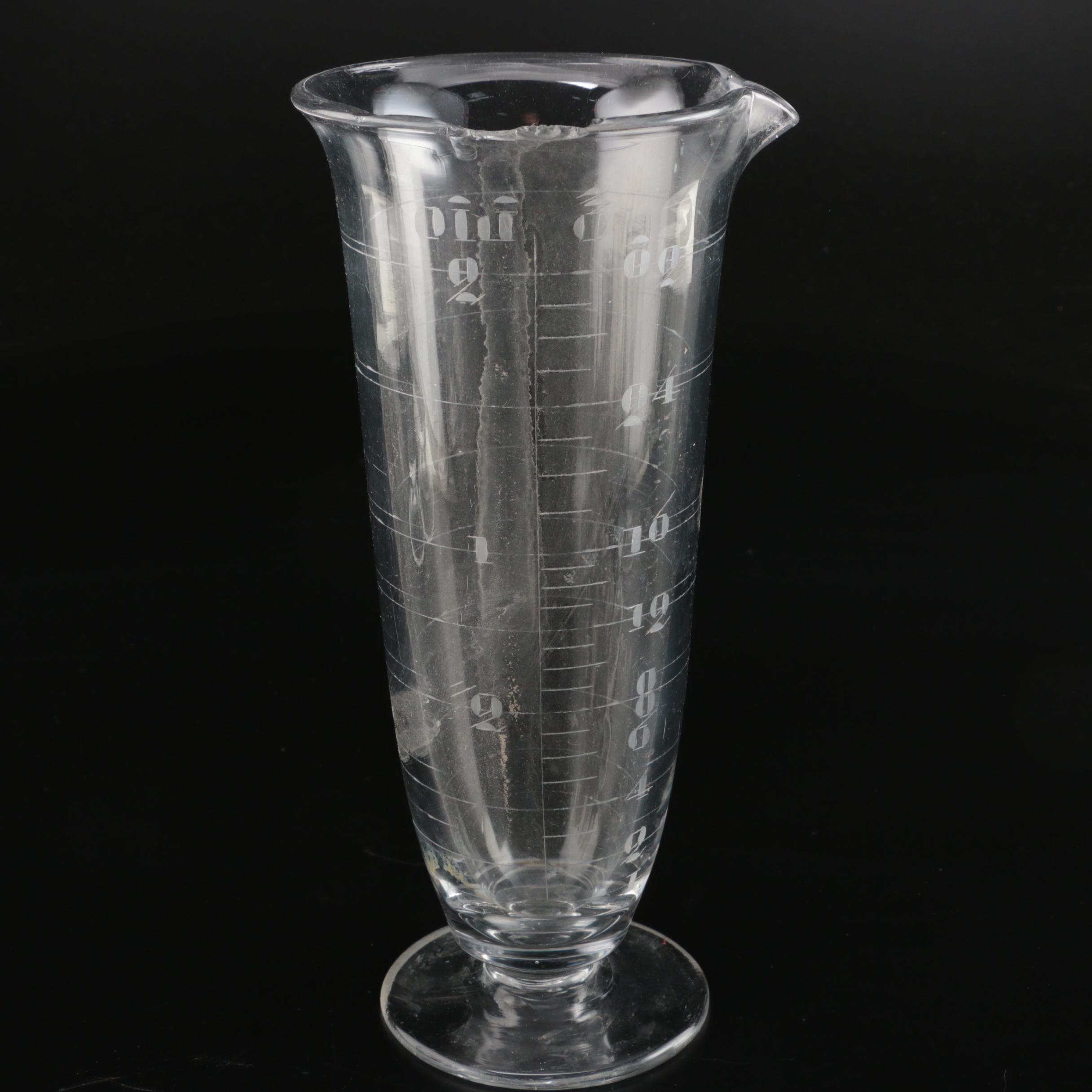 Apothecary Footed Graduated Glass Beakers, Vintage