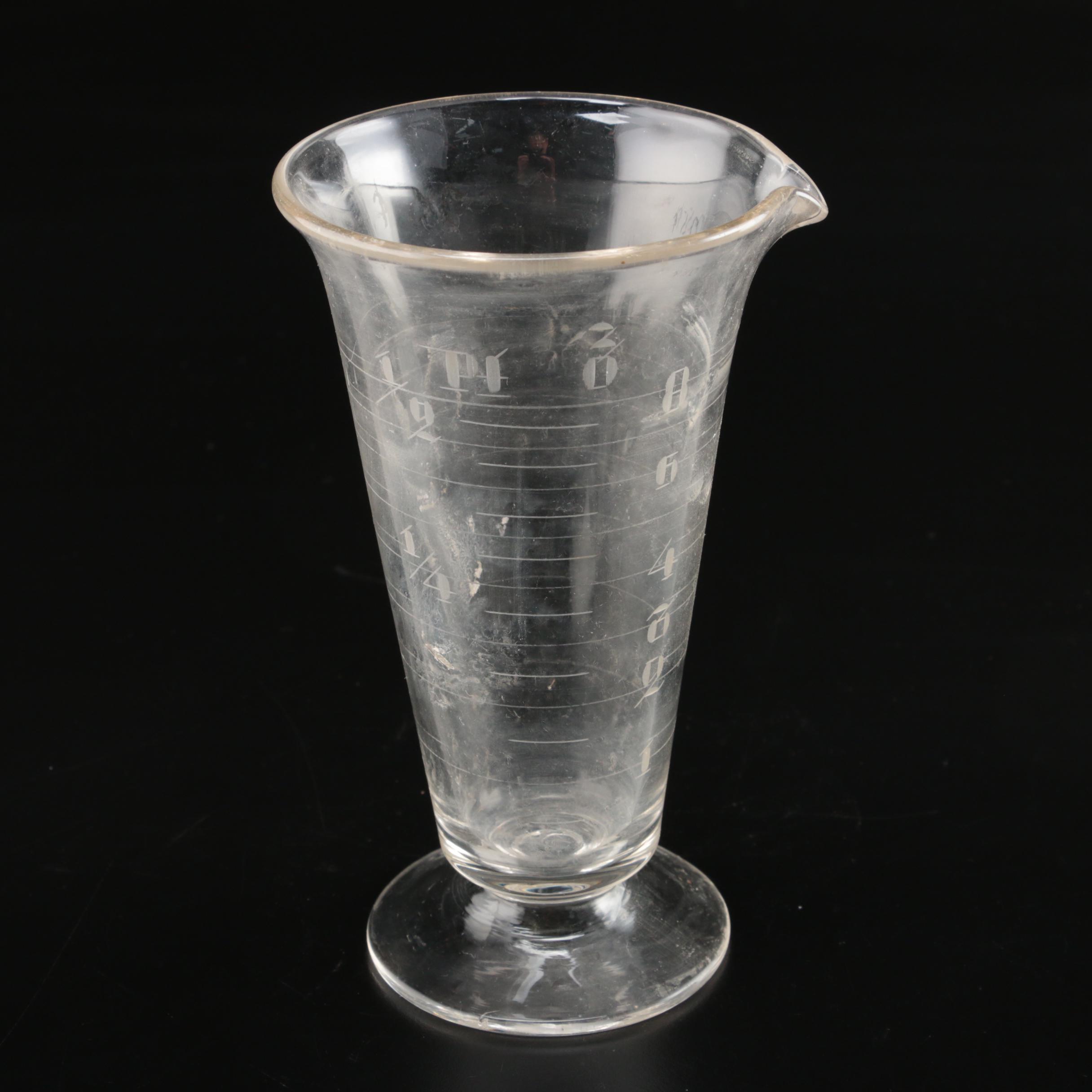 Apothecary Footed Graduated Glass Beakers, Vintage