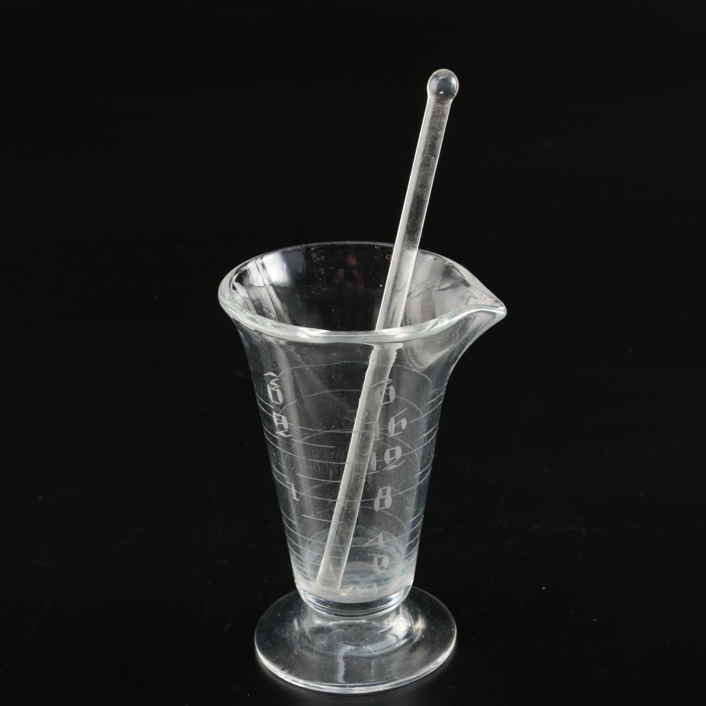 Apothecary Footed Graduated Glass Beakers, Vintage