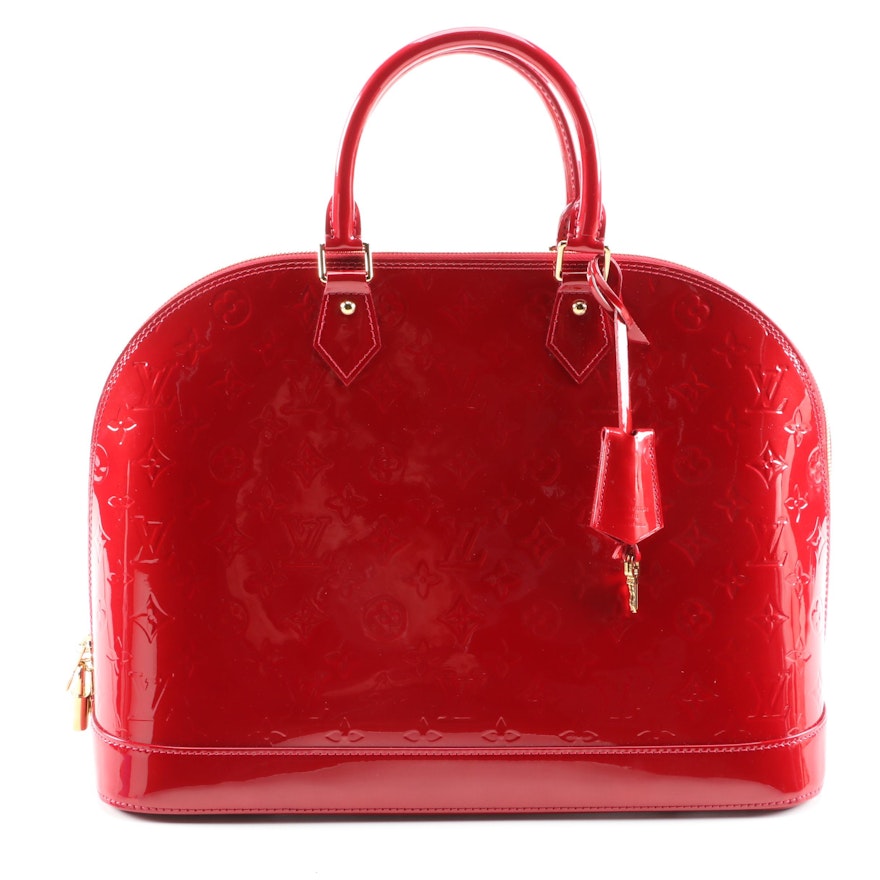 Louis Vuitton Alma GM Handbag in Pomme D’amour Monogram Vernis Leather