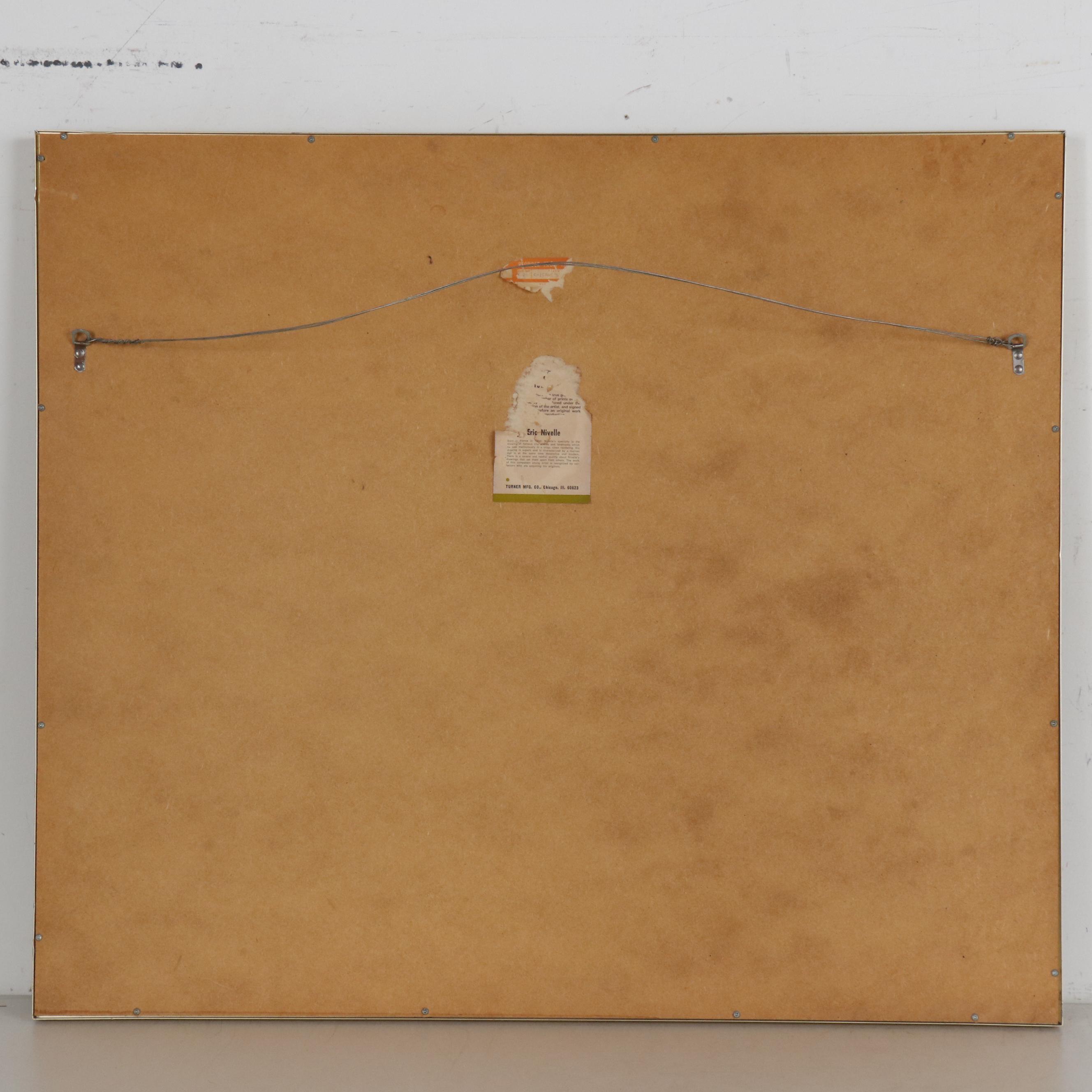 Eric Nivelle Lithograph of Cityscape with Harbor, Mid 20th Century