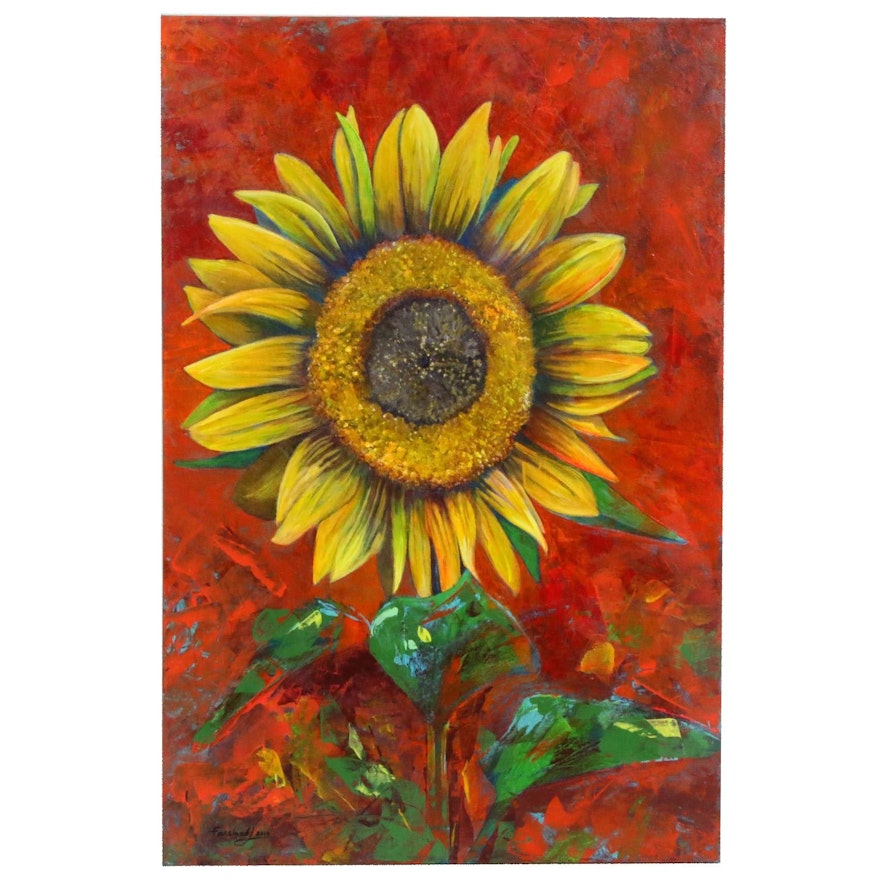 Farshad Lanjani Oil Painting "Sunflower," 2019