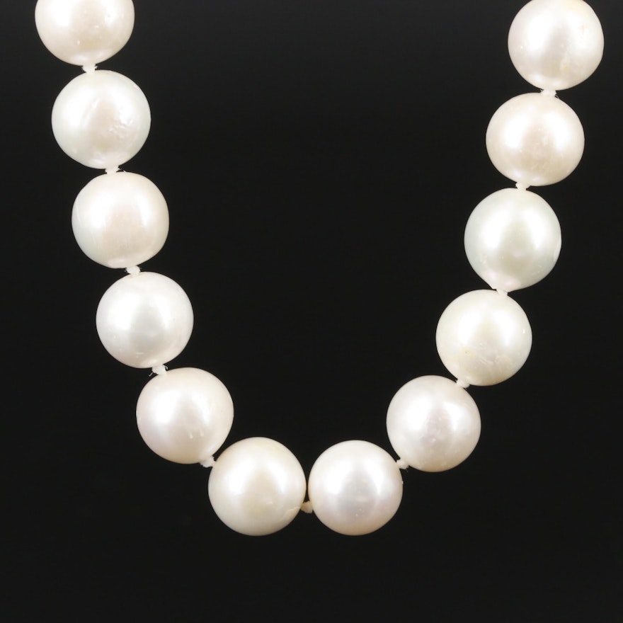 14K Yellow Gold Pearl Knotted Necklace