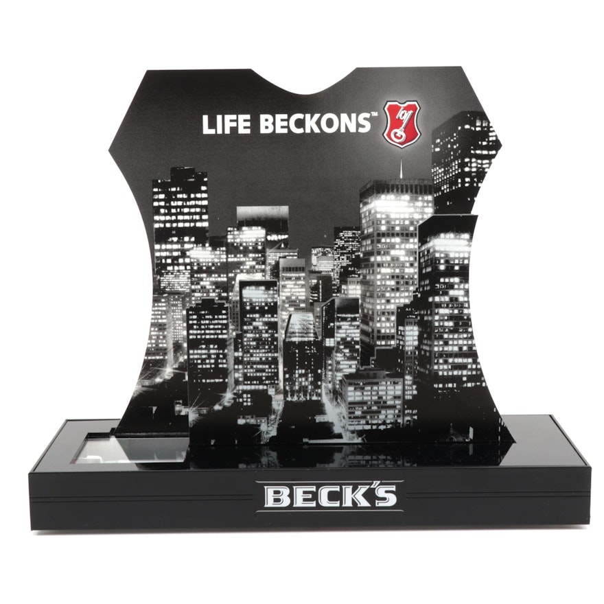 Beck's Beer Illuminated City Skyline Back Bar Display