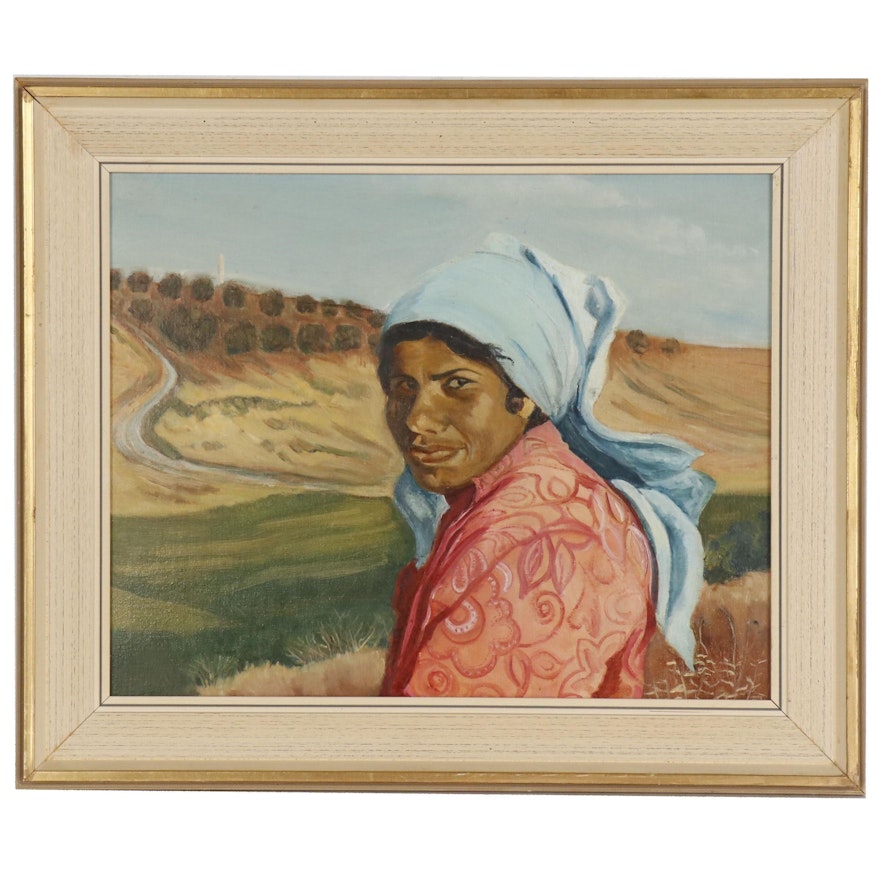 Portrait Oil Painting of Woman in Fields