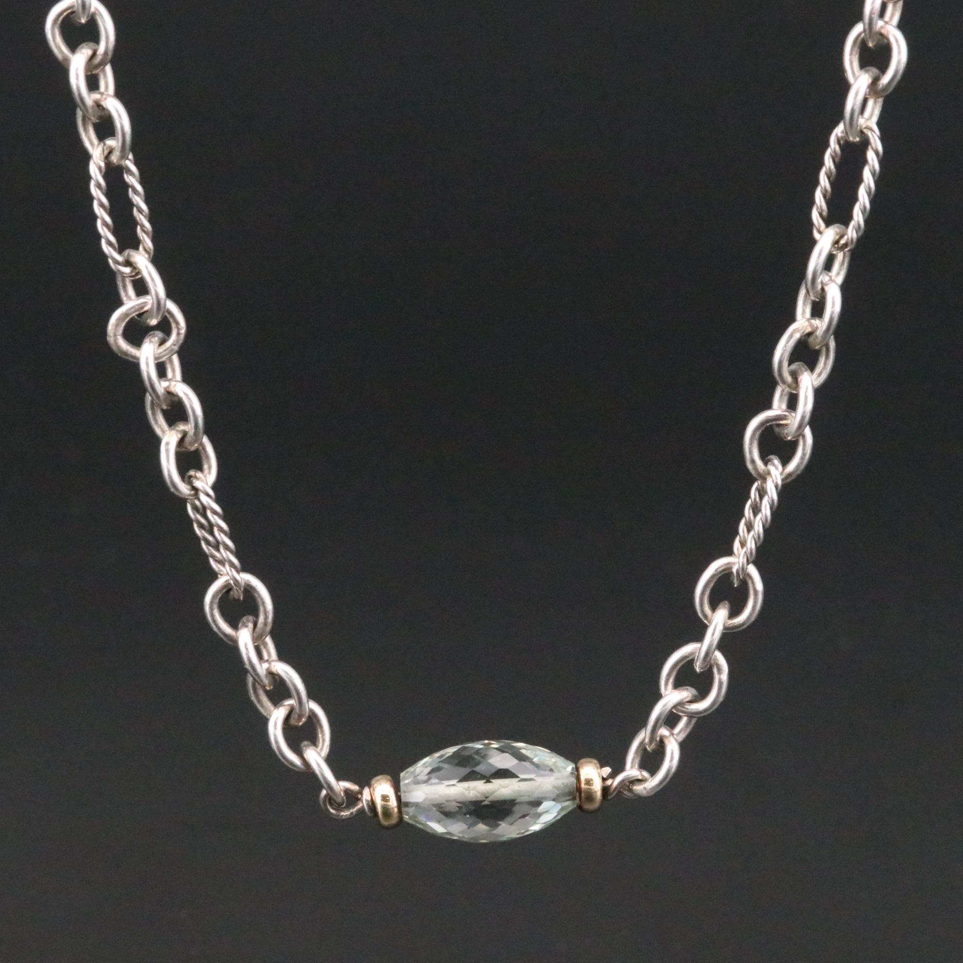 David Yurman "Bijoux" Sterling Prasiolite Necklace with 18K Accents