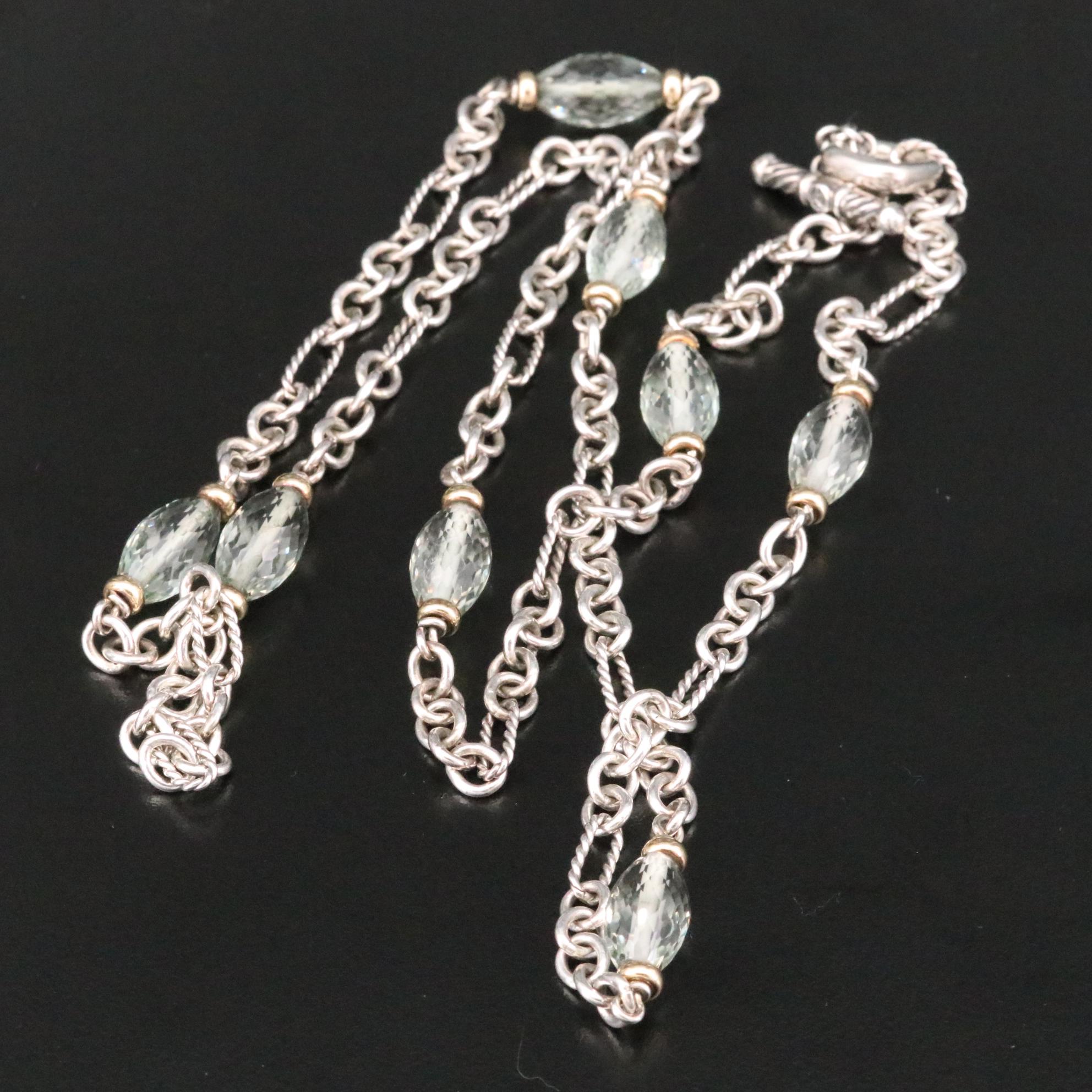 David Yurman "Bijoux" Sterling Prasiolite Necklace with 18K Accents