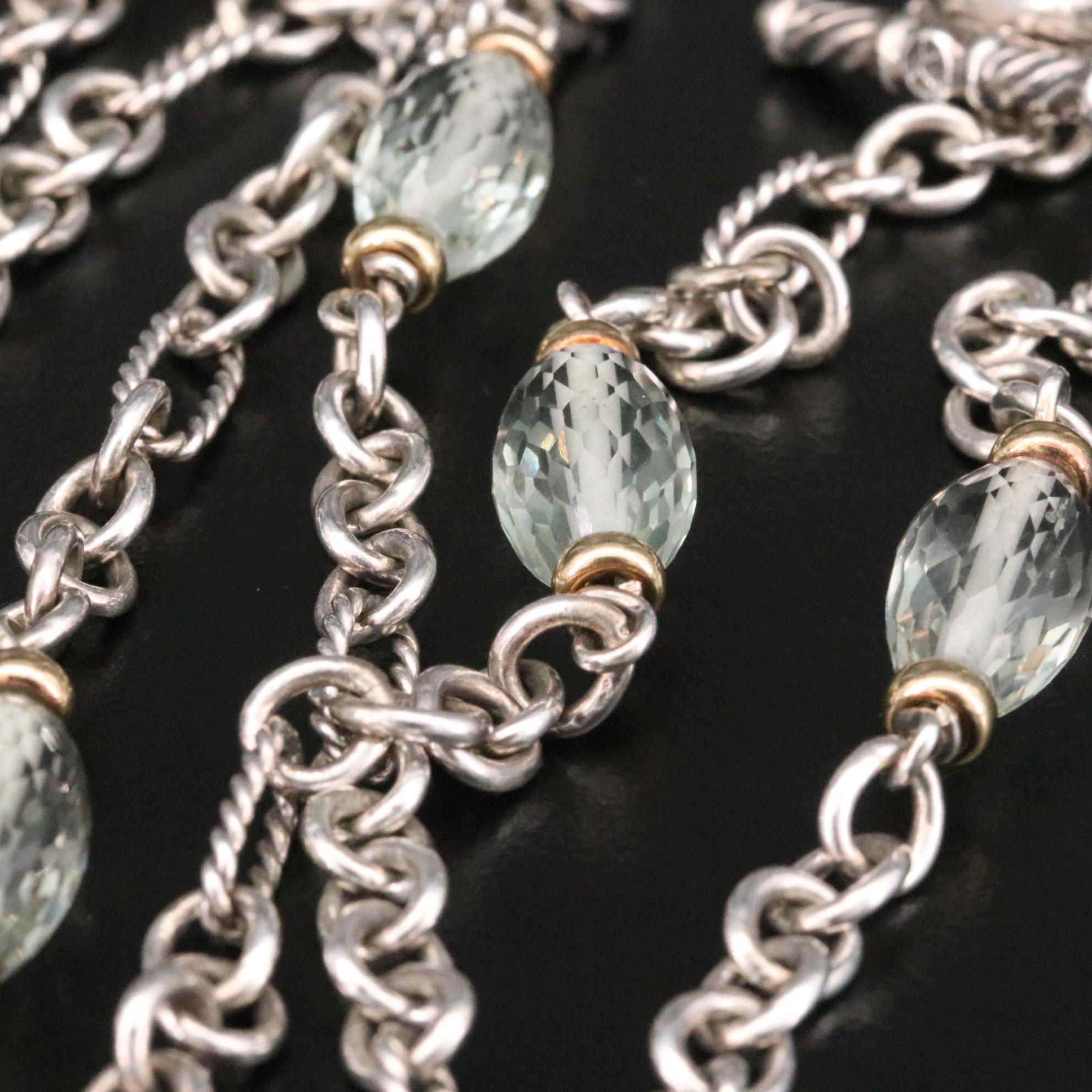 David Yurman "Bijoux" Sterling Prasiolite Necklace with 18K Accents