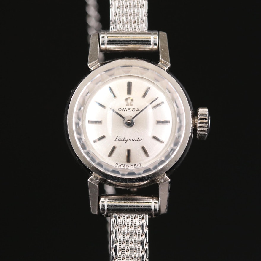 Vintage Omega Ladymatic 14K White Gold Automatic Wristwatch