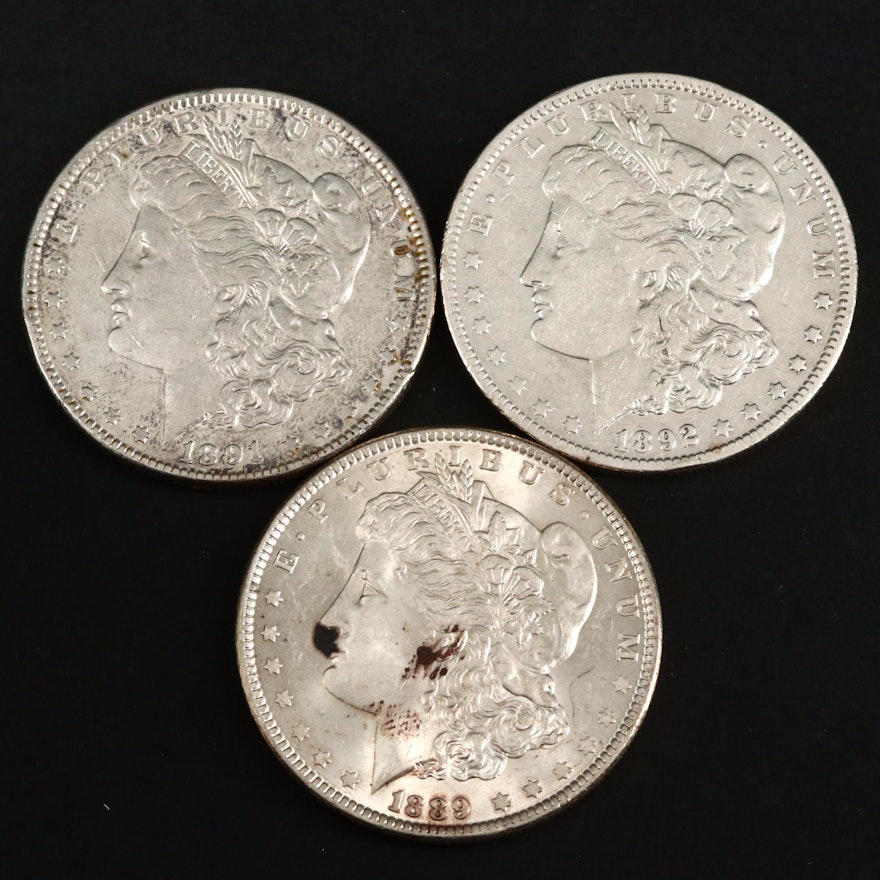 1889, 1891 and 1892-O Morgan Silver Dollars