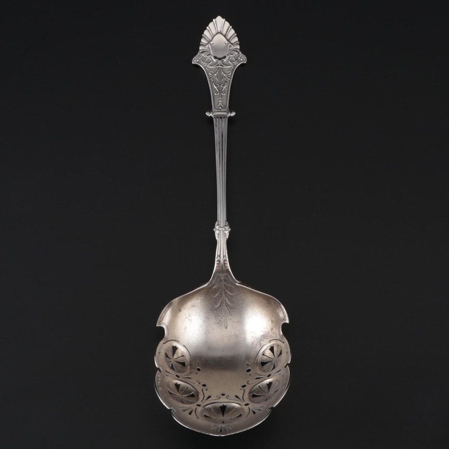 Gorham "Louis XIV" Sterling Pierced Serving Spoon with Gold Wash Bowl, c. 1870