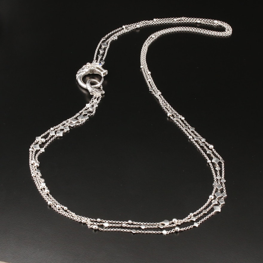 John Hardy "Legends Naga" Sterling Silver Sapphire Multi-Strand Necklace
