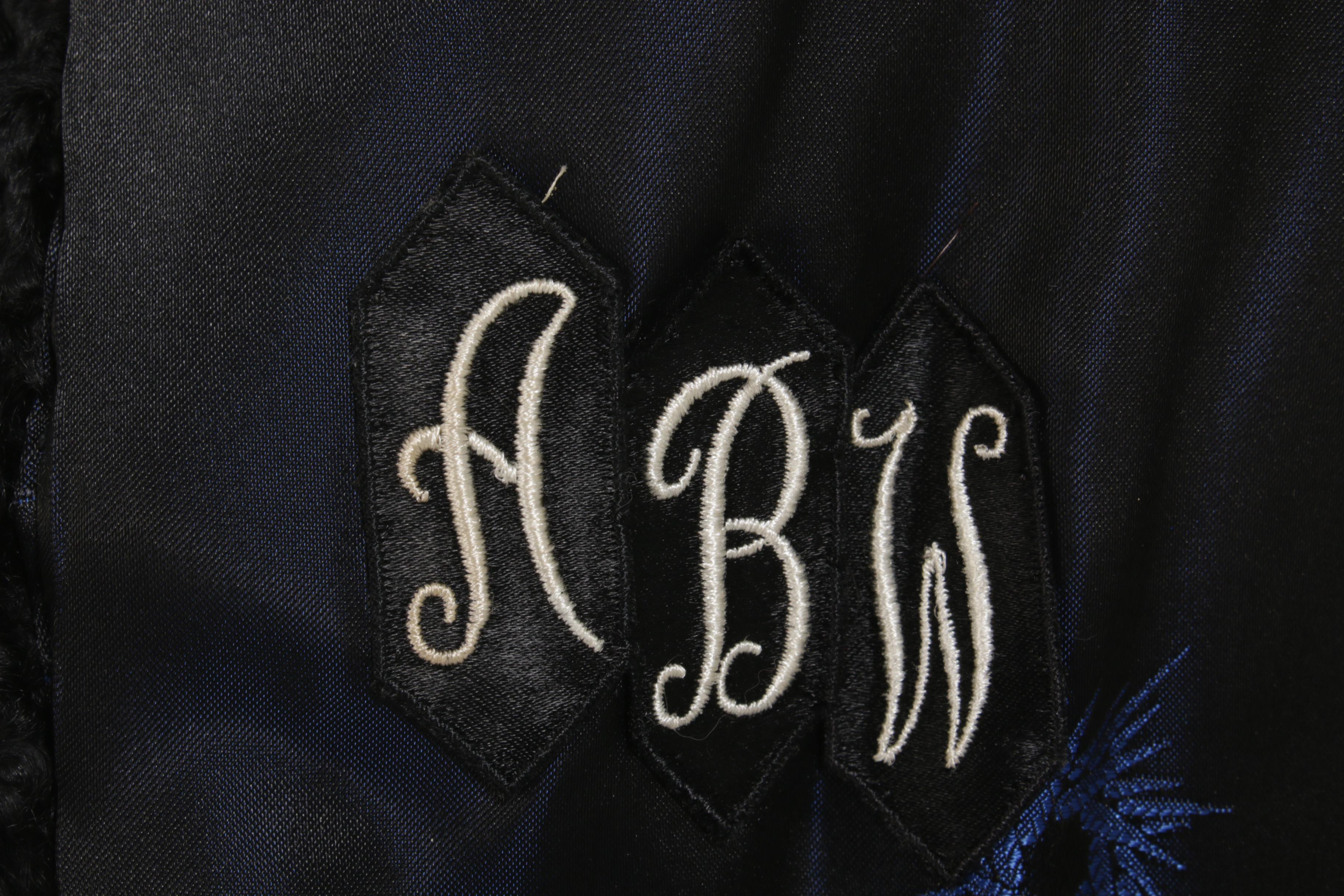 Black Persian Lamb Fur Coat with Turn Back Cuffs, Vintage