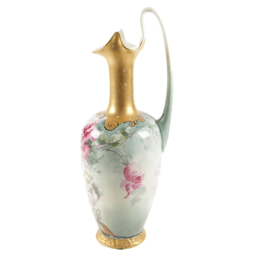 Jean Pouyat Hand-Painted Limoges Porcelain Amphora Vase