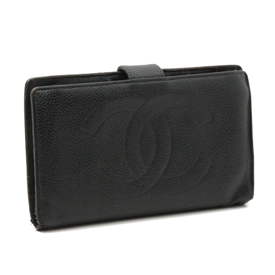 Chanel CC Black Caviar Leather Wallet
