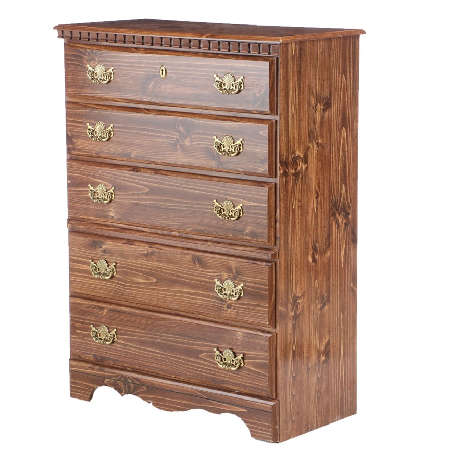 Lehigh Colonial Style Pine Vinyl Grained Chest, 1970s