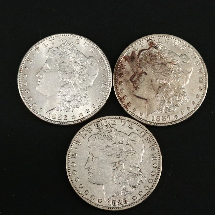 1886, 1887 and 1888 Morgan Silver Dollars