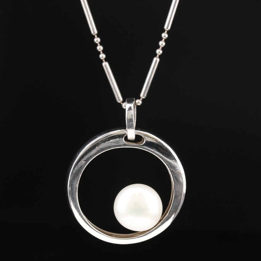 Sterling Silver Cultured Pearl Pendant Necklace