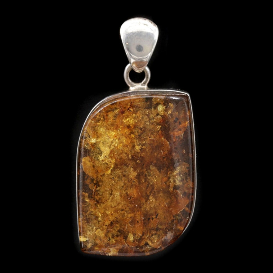 Sterling Silver Amber Pendant