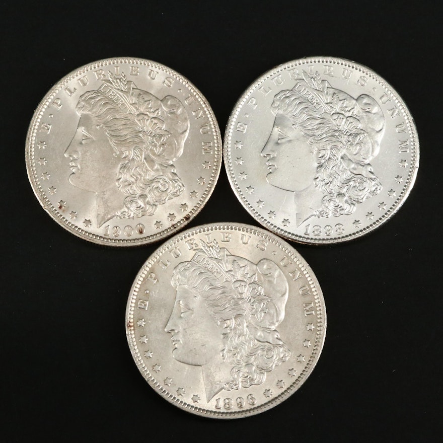 1896, 1898 and 1900 Morgan Silver Dollars