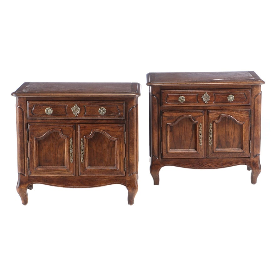 Pair of Century Oak French Provincial Style Nightstands, Late 20th Century