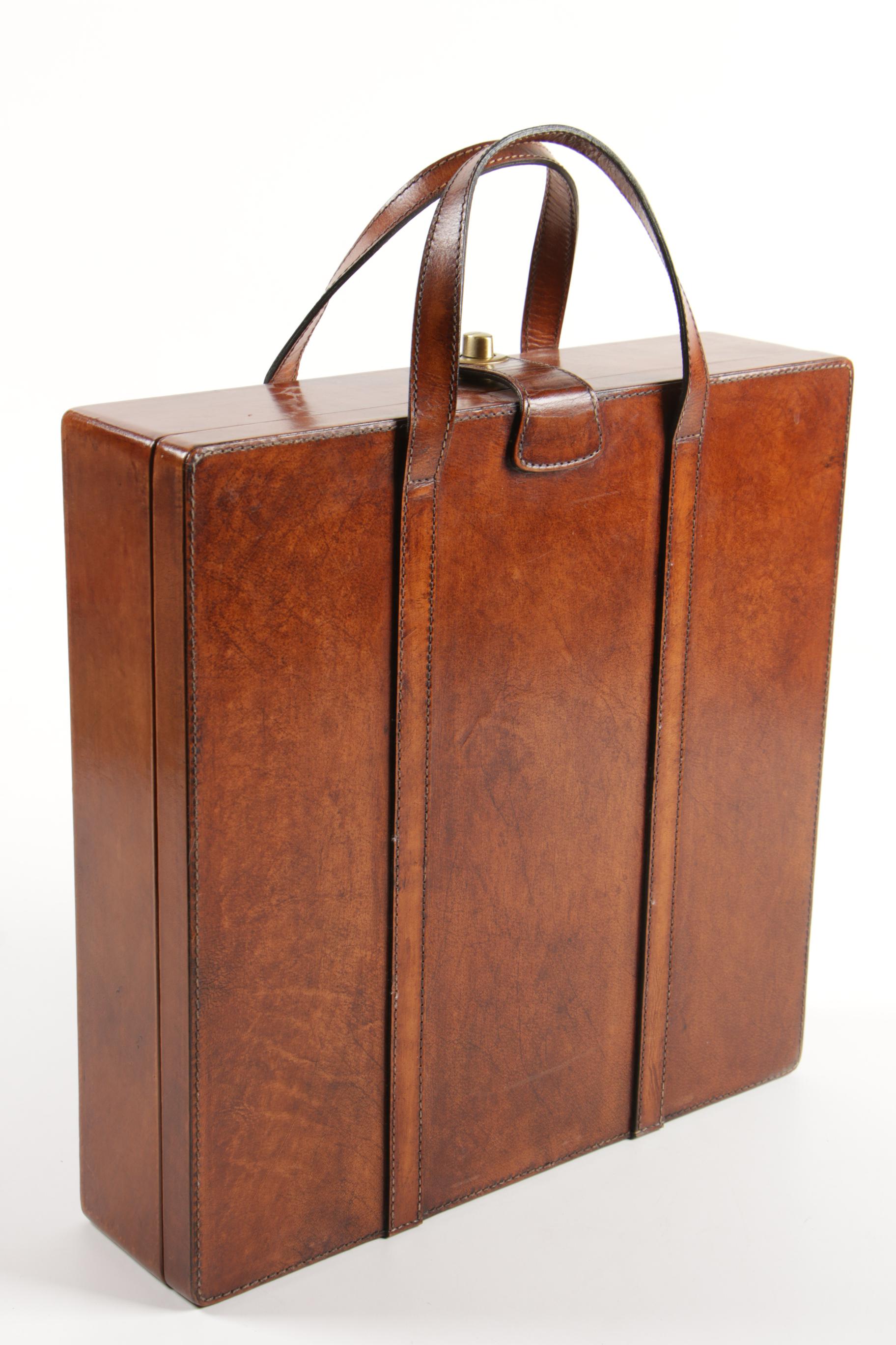 Carved Wooden Chess Set with Leather Storage Carrying Case