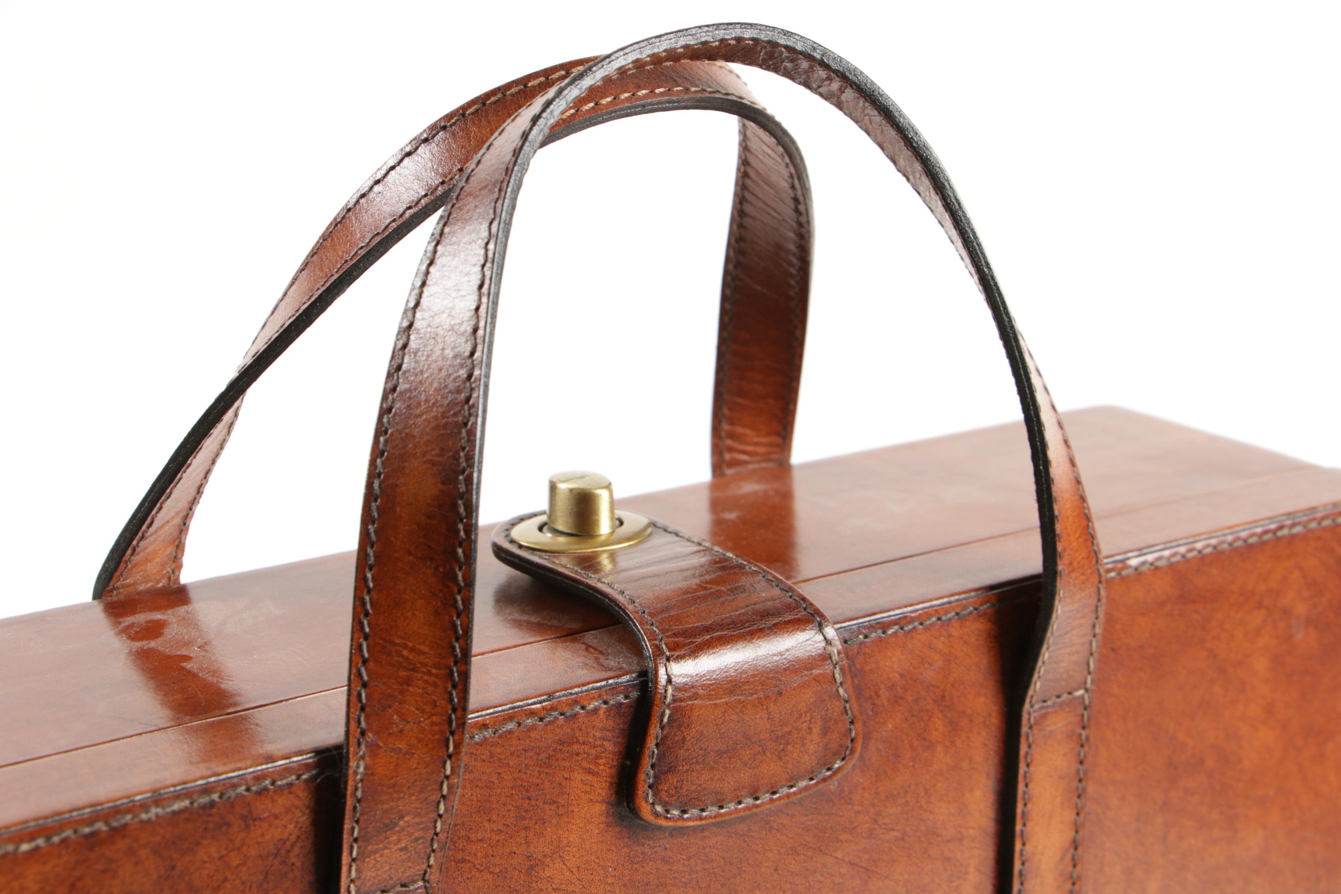 Carved Wooden Chess Set with Leather Storage Carrying Case