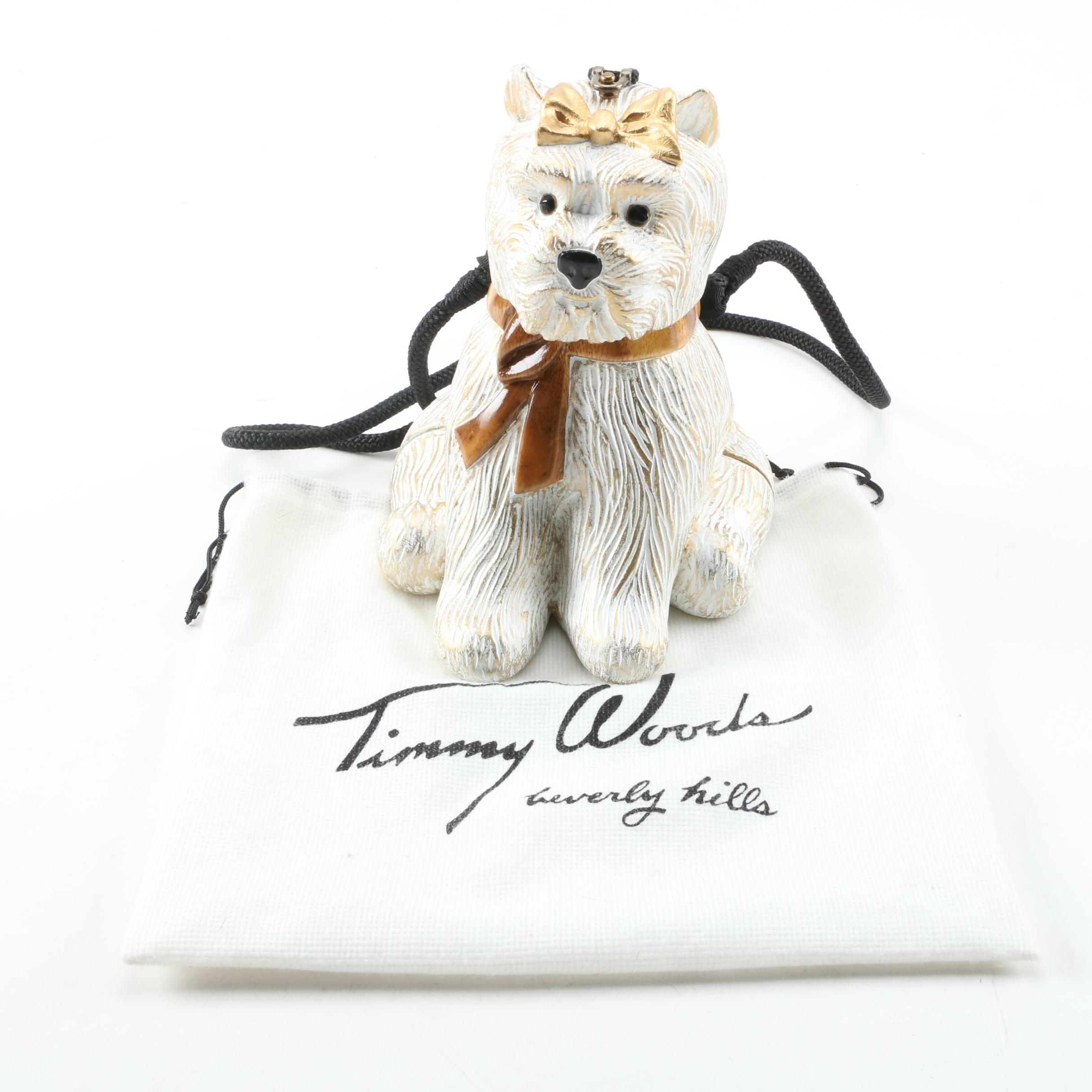 Timmy Woods of Beverly Hills Handcrafted Acacia Wood Westie Dog Purse