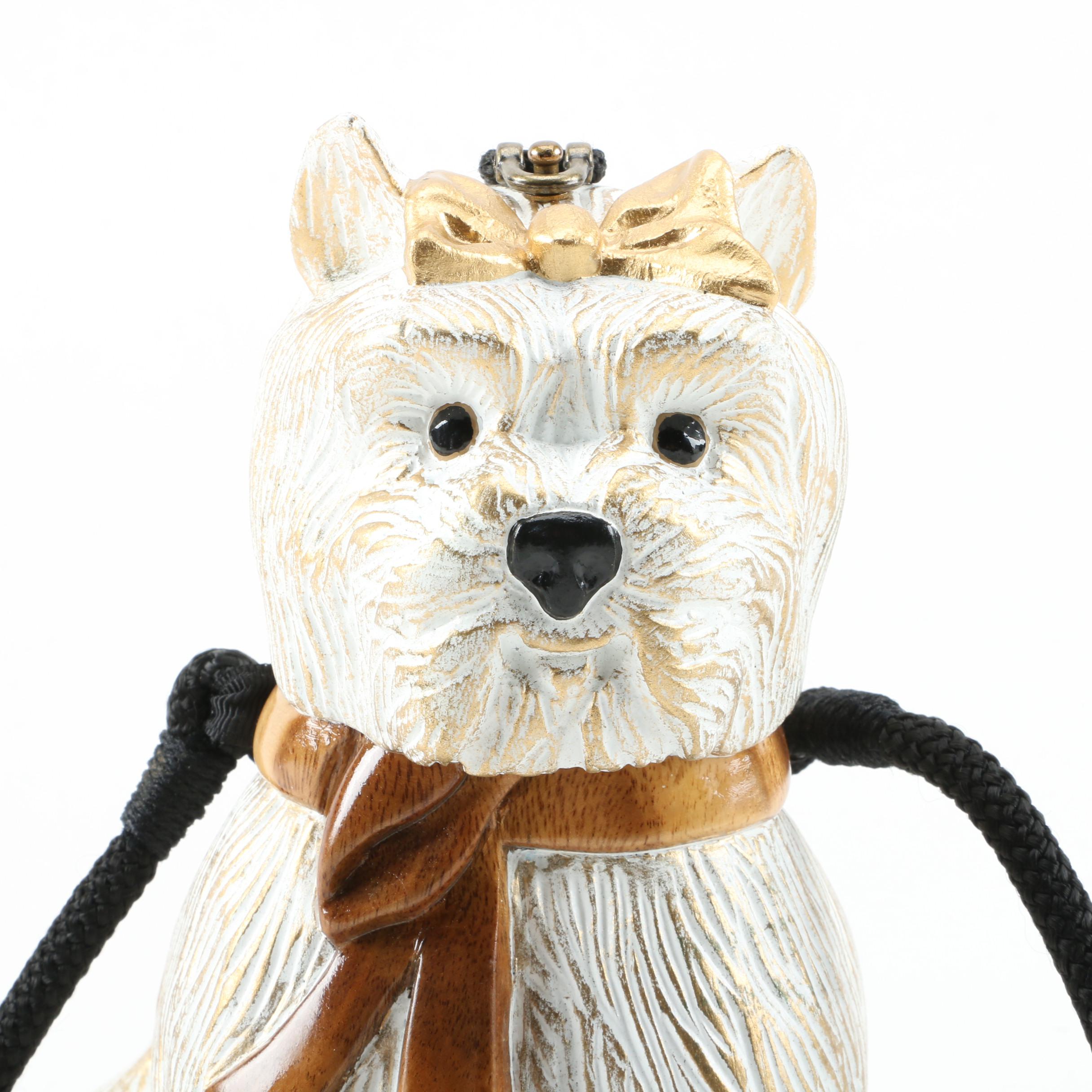 Timmy Woods of Beverly Hills Handcrafted Acacia Wood Westie Dog Purse
