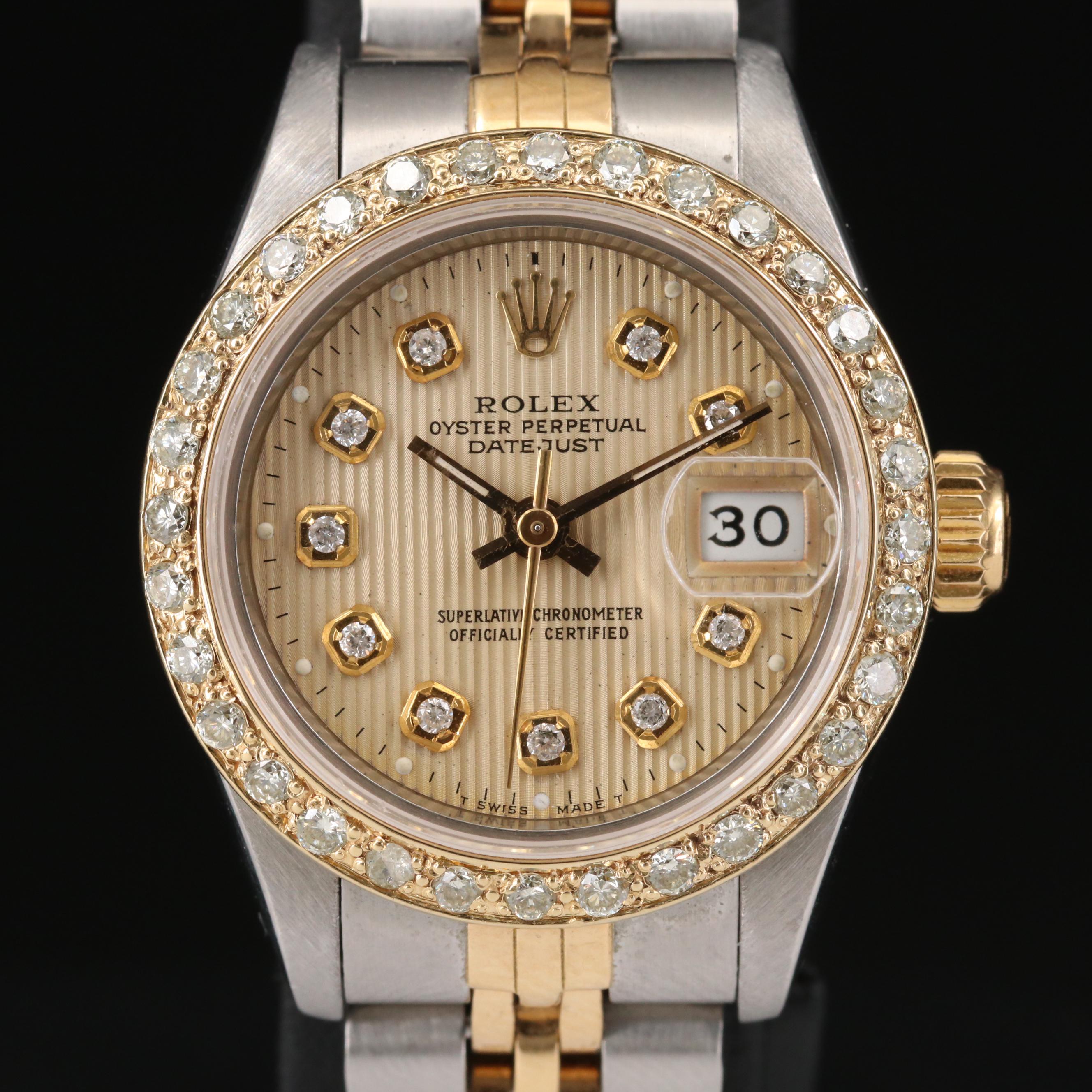 Rolex 18K Gold, Diamond and Stainless Steel Datejust Automatic Watch, 1987