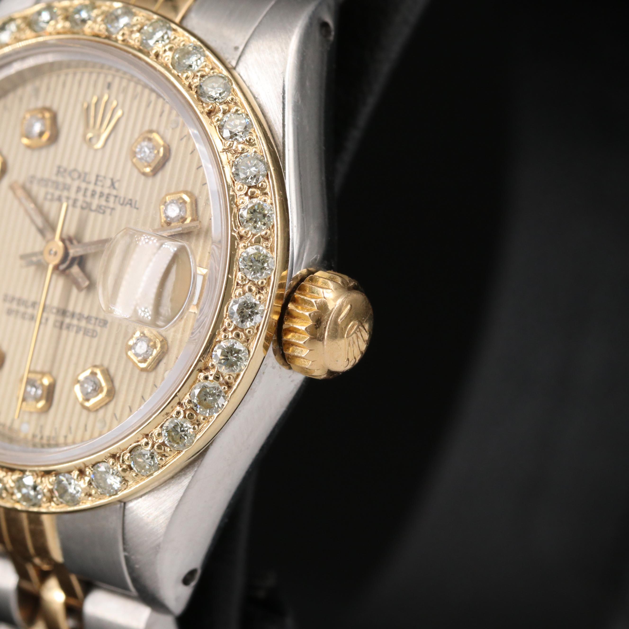 Rolex 18K Gold, Diamond and Stainless Steel Datejust Automatic Watch, 1987