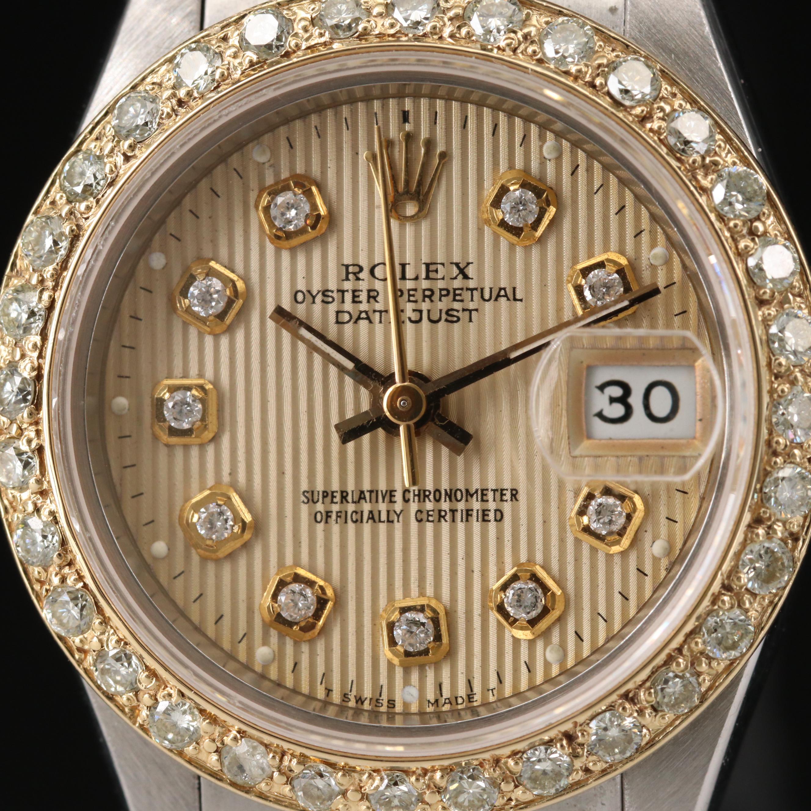 Rolex 18K Gold, Diamond and Stainless Steel Datejust Automatic Watch, 1987