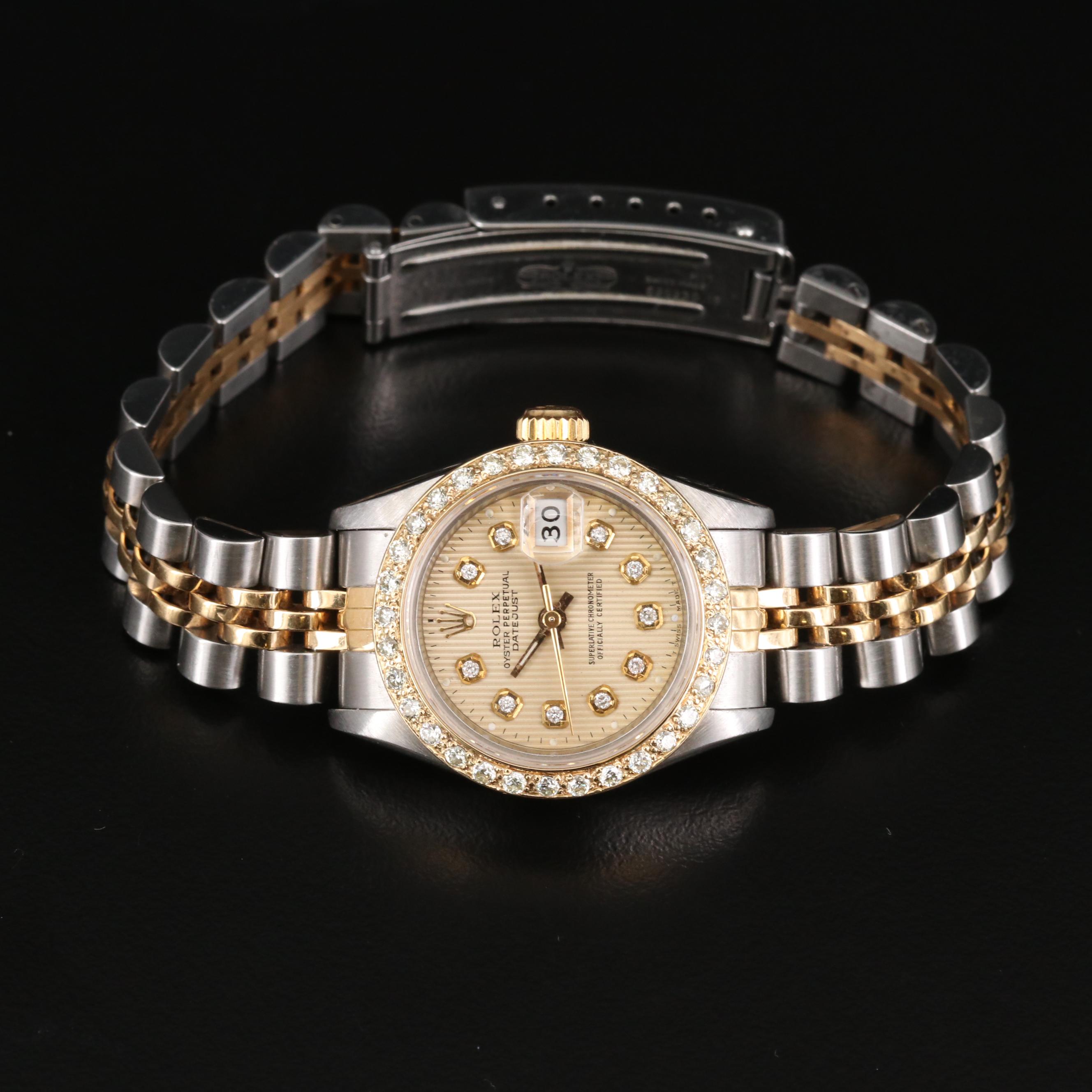 Rolex 18K Gold, Diamond and Stainless Steel Datejust Automatic Watch, 1987