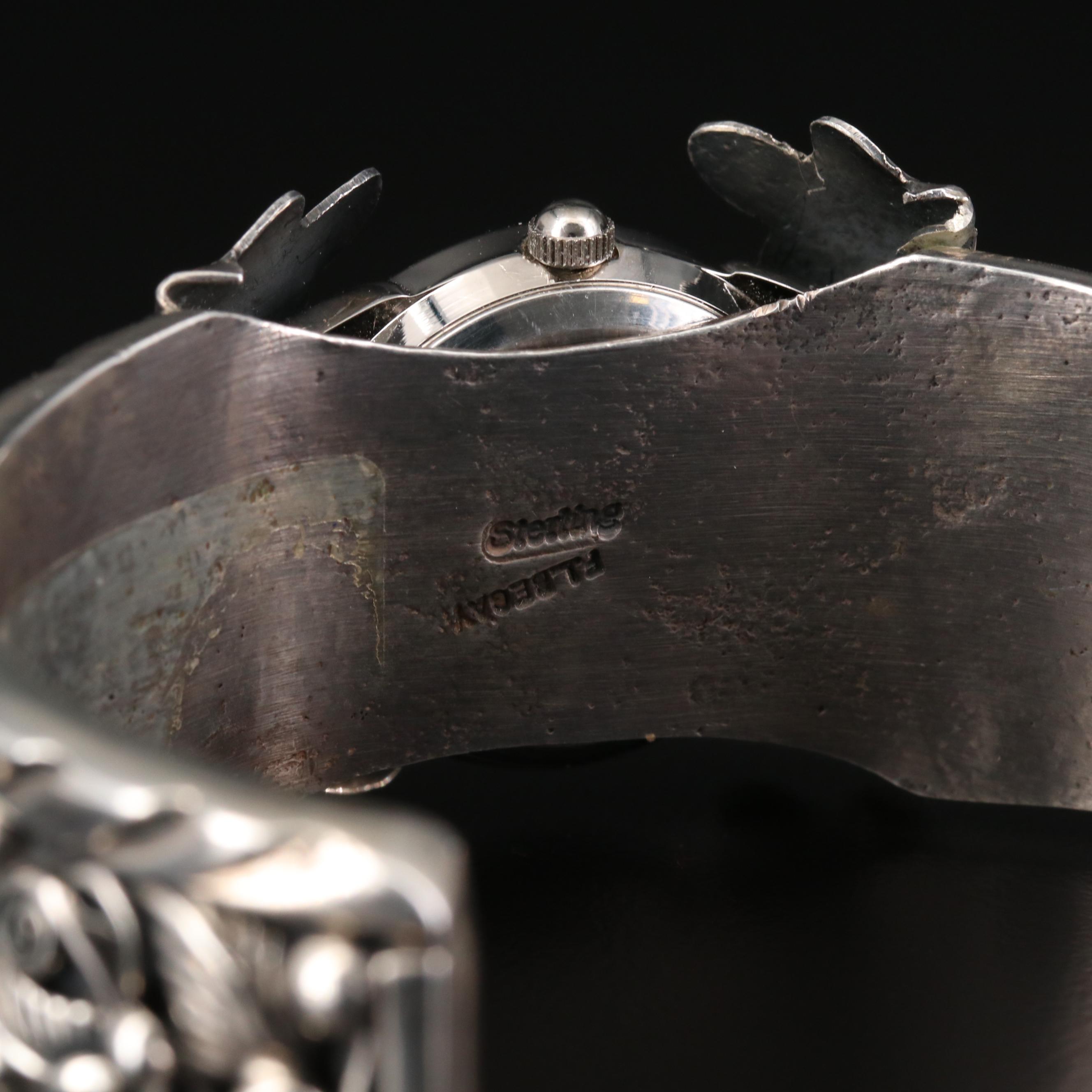 Quartz Watch With Navajo Sterling Silver and Turquoise Cuff Bracelet