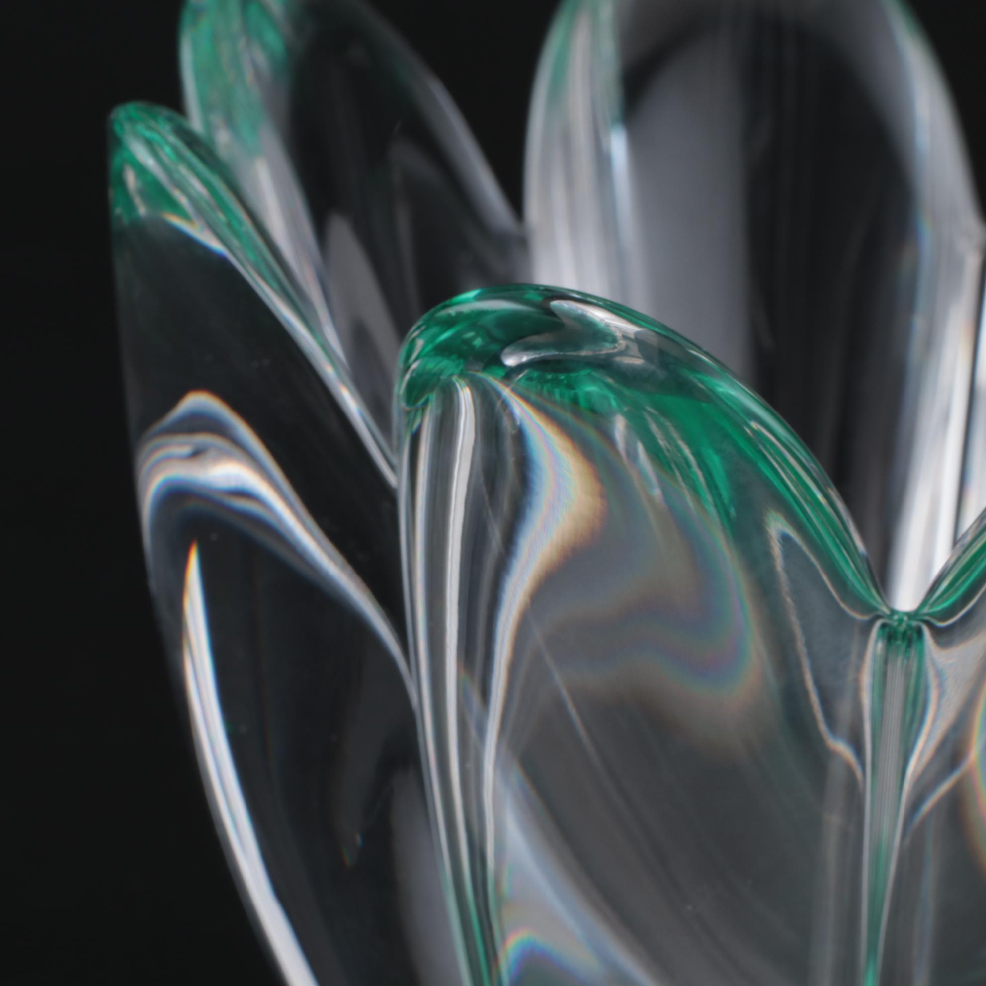 Orrefors Jan Johansson "Mayflower Green" Swedish Modern Crystal Bowl