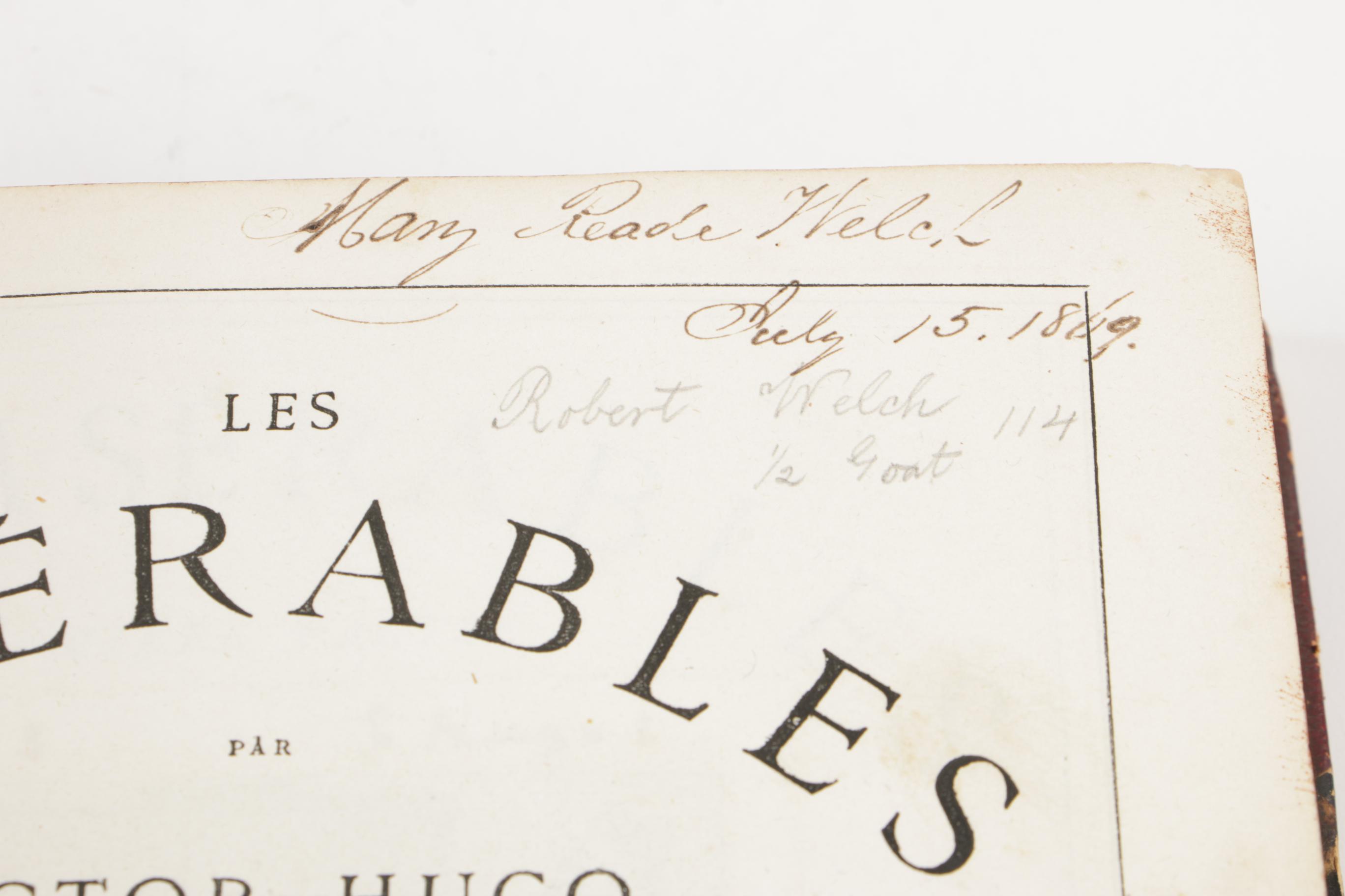 1867 Leather Bound "Les Misérables" by Victor Hugo