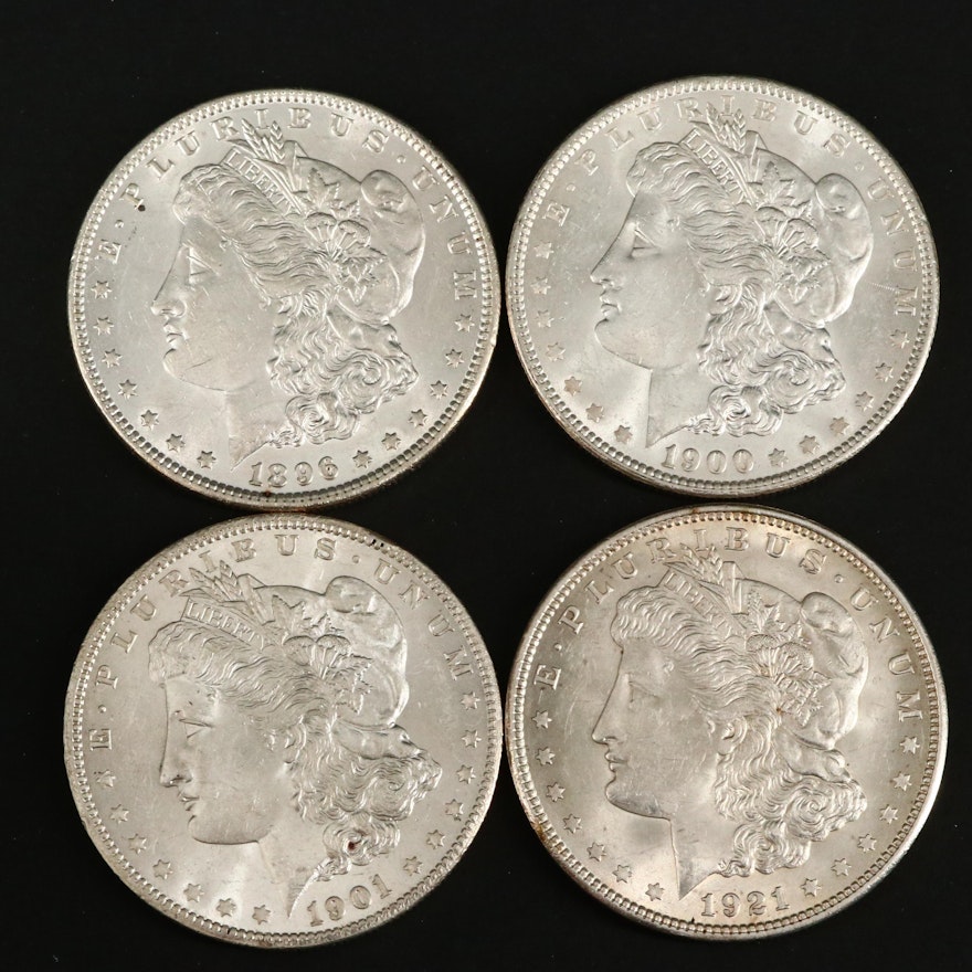 1896, 1900, 1901-O and 1921 Morgan Silver Dollars