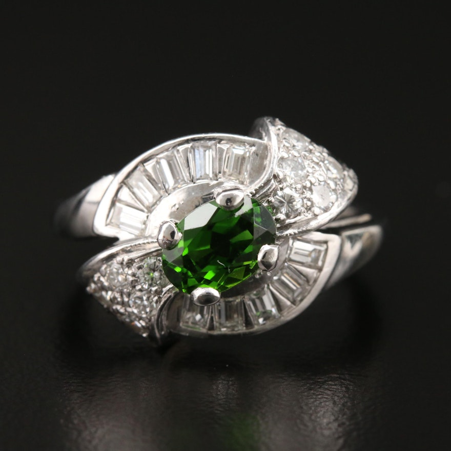 1950s Platinum Tourmaline and Diamond Ring