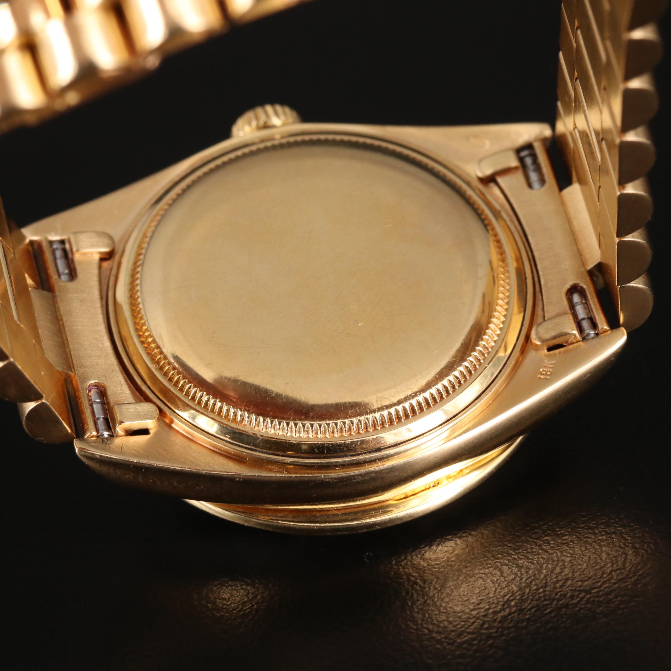 Vintage Rolex Day-Date 18K Gold and 2.66 CTW Diamond Bezel Watch, 1974