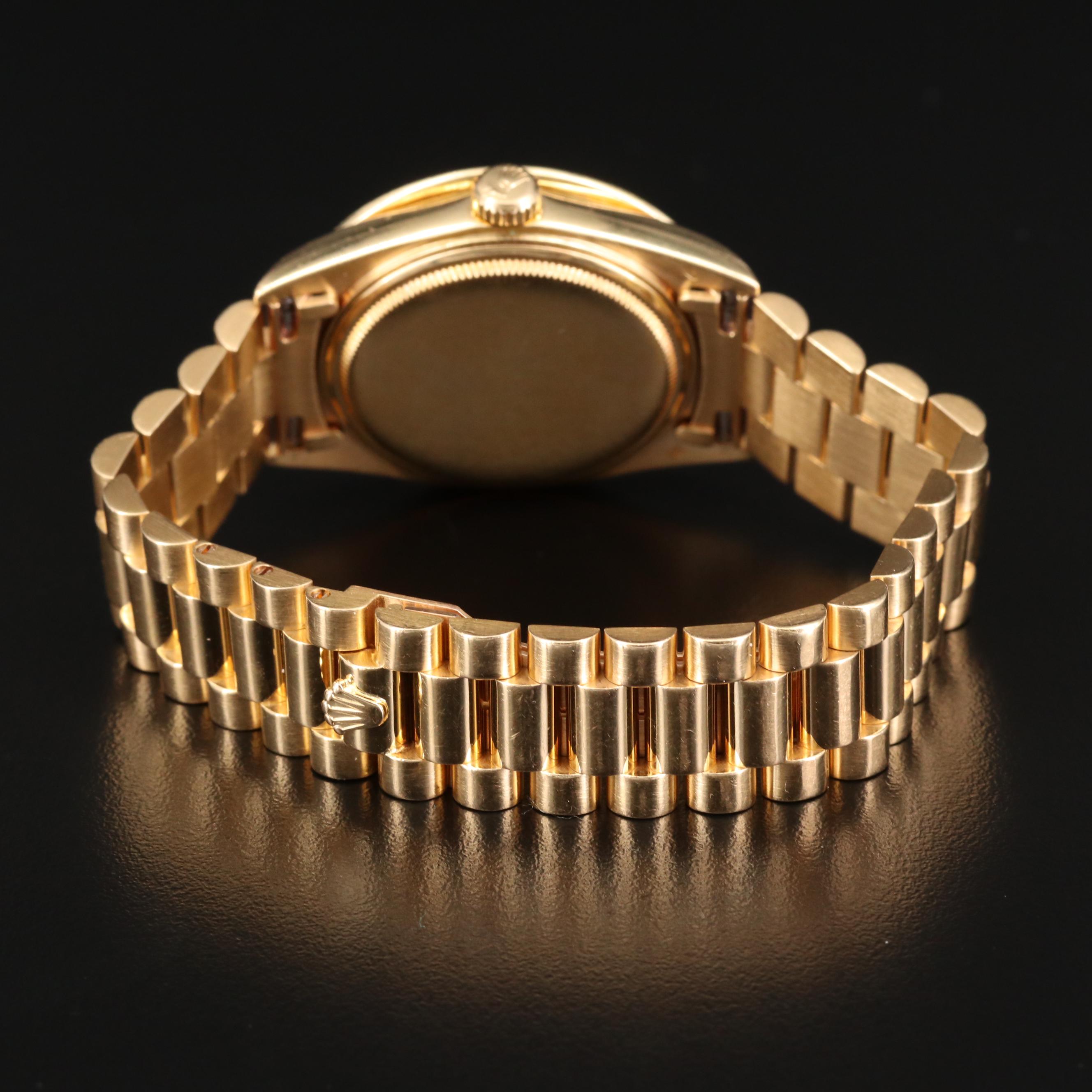 Vintage Rolex Day-Date 18K Gold and 2.66 CTW Diamond Bezel Watch, 1974