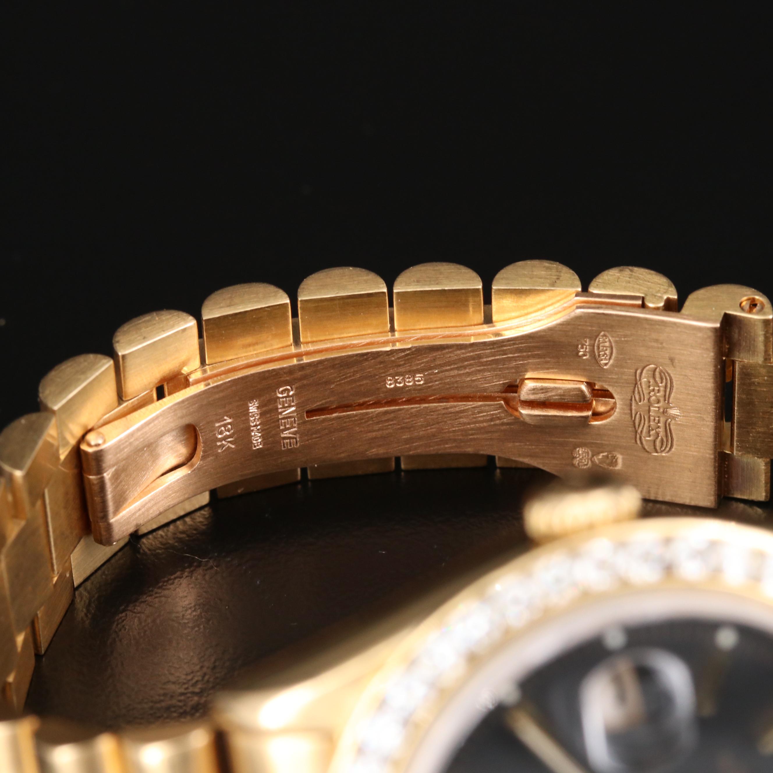 Vintage Rolex Day-Date 18K Gold and 2.66 CTW Diamond Bezel Watch, 1974