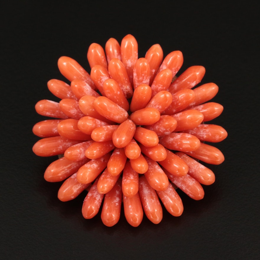 Antique Coral Cluster Brooch