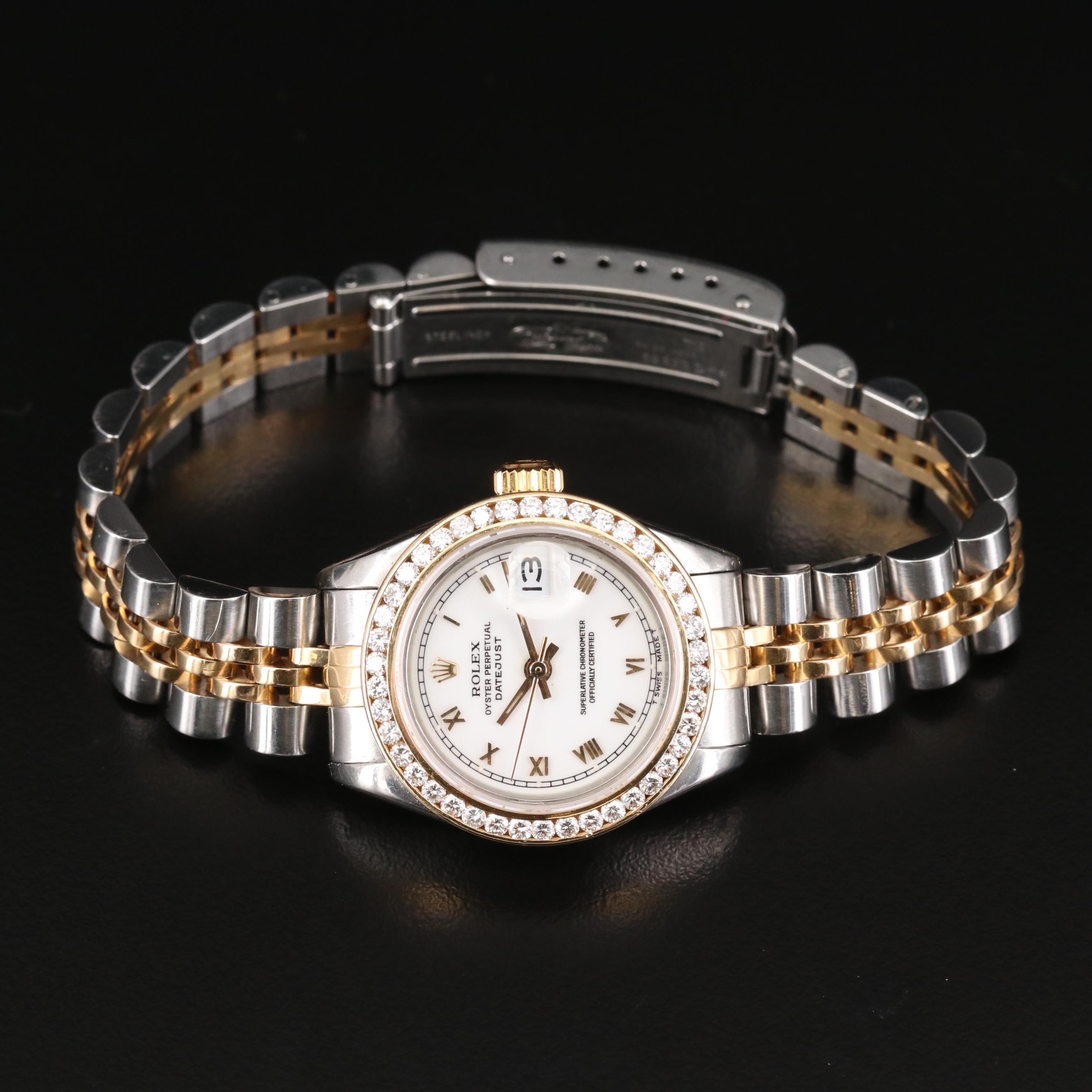 Rolex Datejust 18K Gold and Stainless Steel 1.05 CTW Diamond Bezel Watch, 1978
