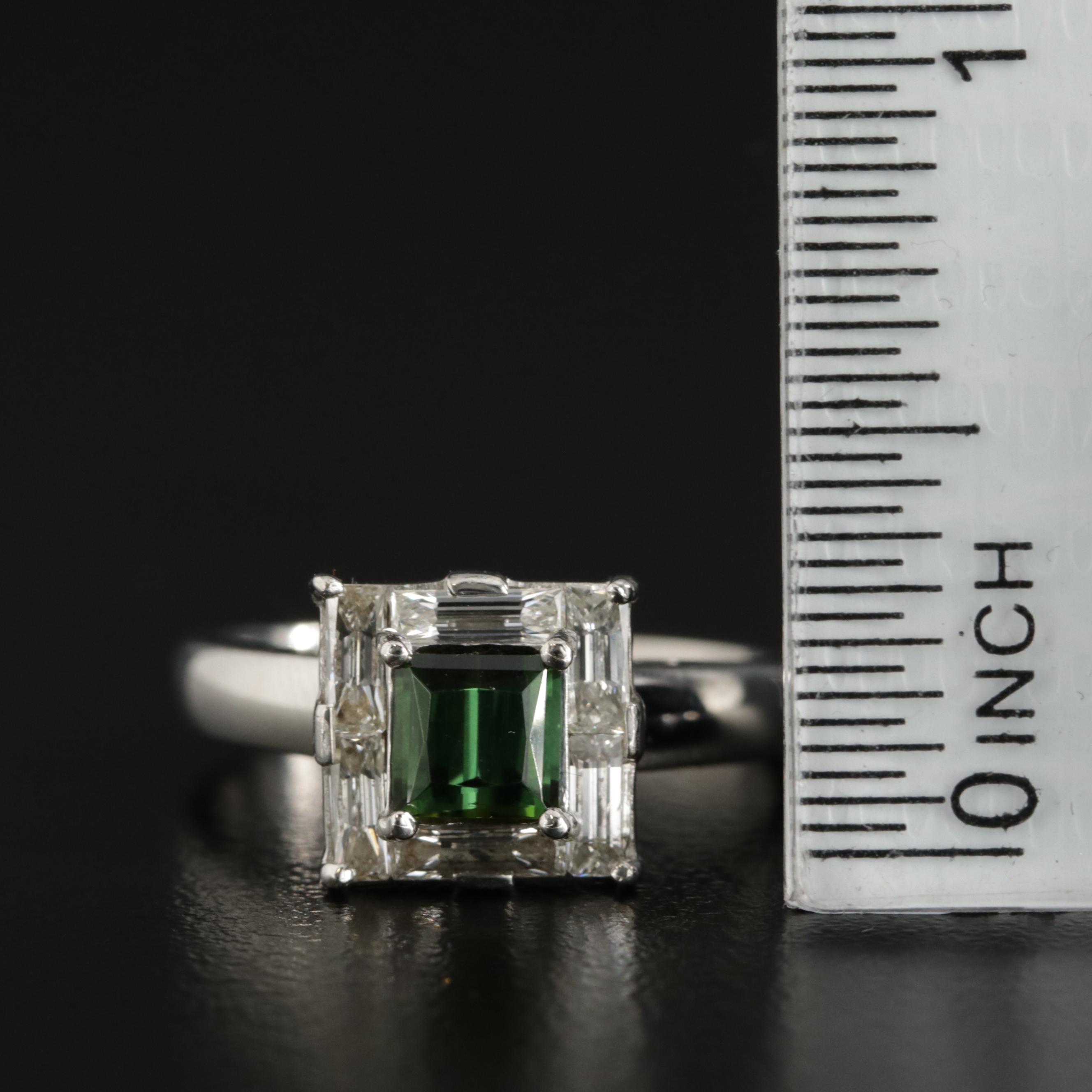 Vintage Bailey Banks and Biddle Co. Platinum Tourmaline and Diamond Ring