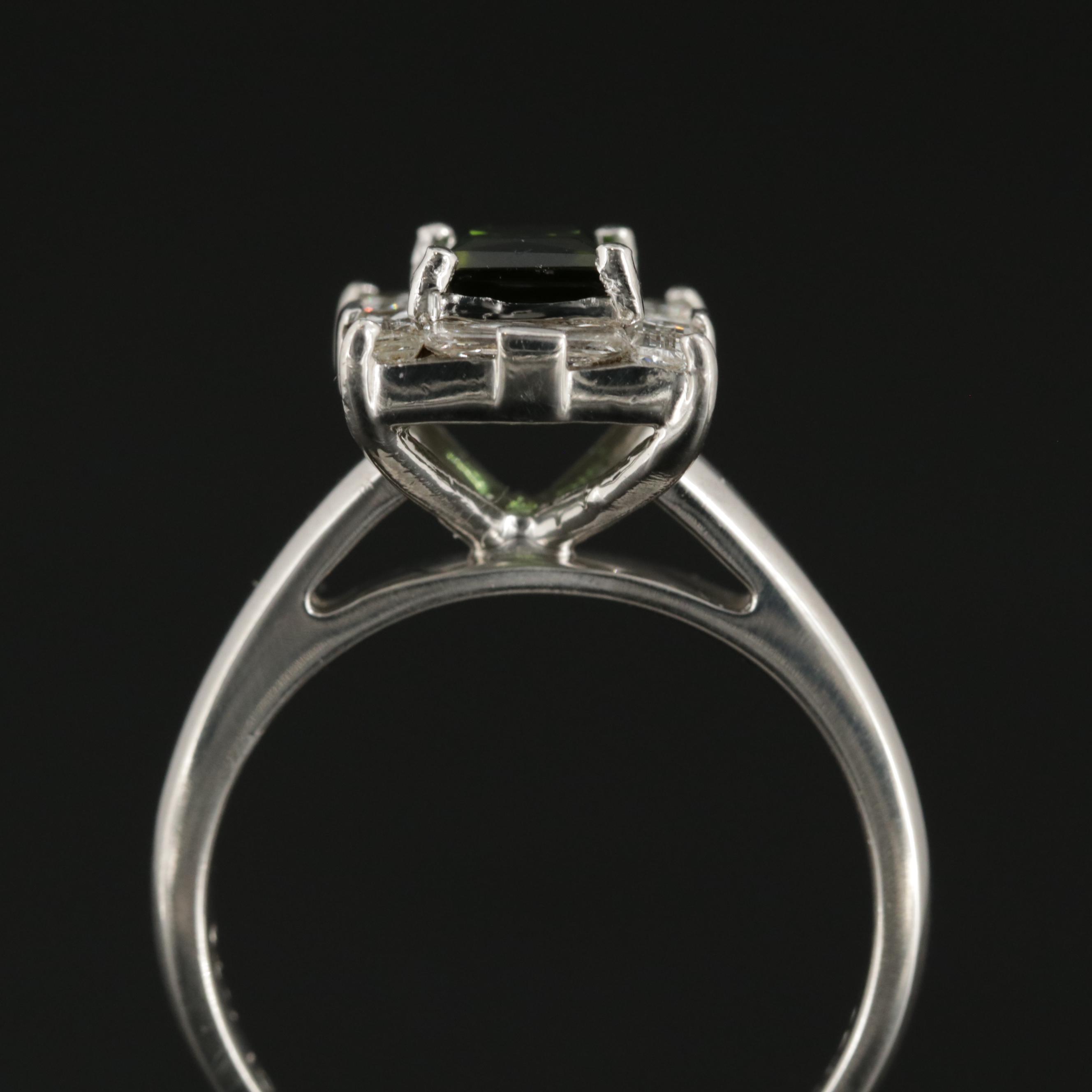 Vintage Bailey Banks and Biddle Co. Platinum Tourmaline and Diamond Ring
