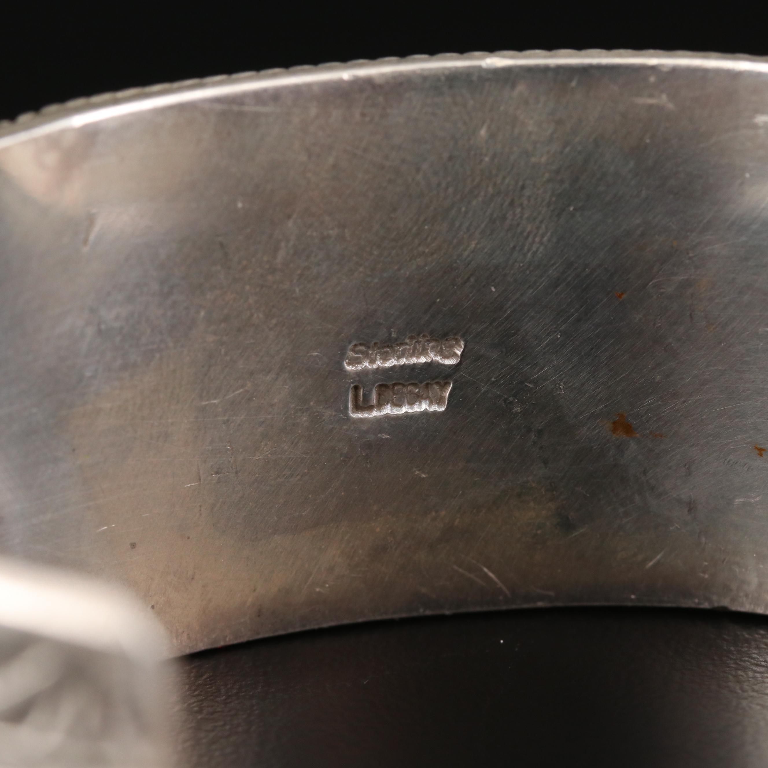 L. Begay Navajo Diné Sterling Silver and Coral Cuff Bracelet