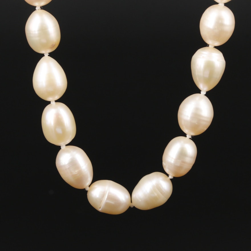 14K Yellow Gold Cultured Pearl Knotted Necklace